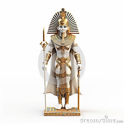 3d Osiris Egyptian Statue On White Background Stock Photo
