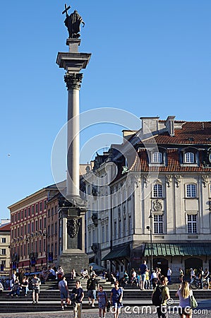 King Zygmunt III Waza Column in Warsaw, Poland Editorial Stock Photo