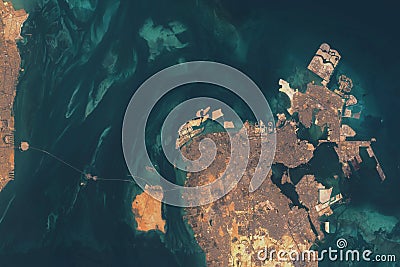 The Kingdom of Bahrain is an island state, satellite image. Stock Photo