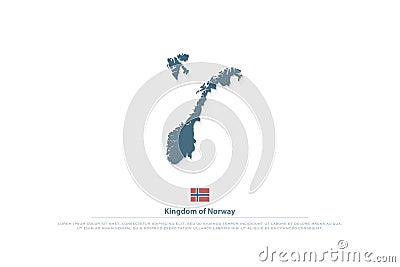 Kingdom of Norway isolated maps and official flag icon Vector Illustration