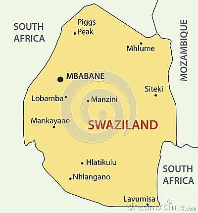 Kingdom of Swaziland - vector map Vector Illustration