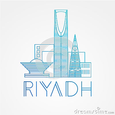 Kingdom tower - The symbol of Riyadh, Saudi Arabia. Modern linear minimalist icon. One line sightseeing concept. Vector Illustration