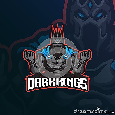 Kings mascot logo design vector with modern illustration concept style for badge, emblem and t shirt printing. Dark kings Vector Illustration