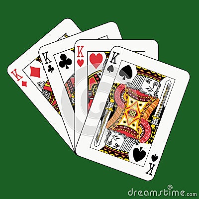 Kings poker on green Vector Illustration