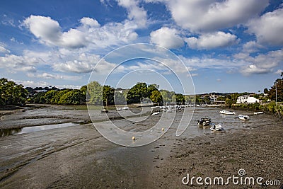 Kingsbridge creek looking towards the town at low tide Stock Photo