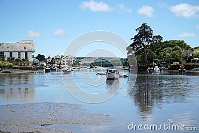 Kingsbridge estuary, Devon, boats and houses Stock Photo