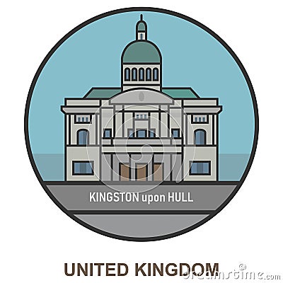Kingston upon Hull. Cities and towns in United Kingdom Vector Illustration