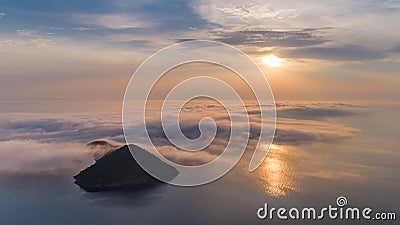 Kinira island in sunrise, Greece Stock Photo
