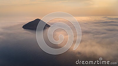 Kinira island in sunrise, Greece Stock Photo