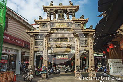 The Chastity Arch for Qiu Liang-Gong's Mother, located in jincheng town in kinmen Editorial Stock Photo