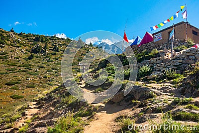Kinnaur District's stunning valleys and mountains at the basecamp of Kinner Kailash Yatra, Ganesh Park, Stock Photo