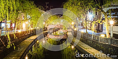 Kinosaki Onsen Night View from Kinosaki Onsen in Toyooka City, Hyogo, Japan. Stock Photo