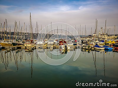 Kinsale Harbor Cork Ireland sail sailing boat ship bay reflection water Editorial Stock Photo