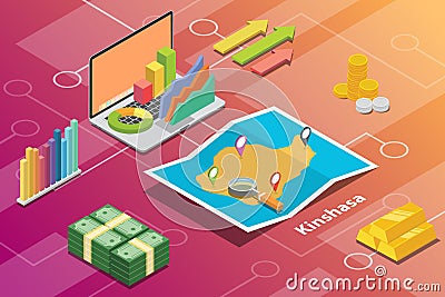 Kinshasa city isometric financial economy condition concept for describe cities growth expand - vector Cartoon Illustration