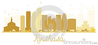 Kinshasa City skyline golden silhouette. Cartoon Illustration