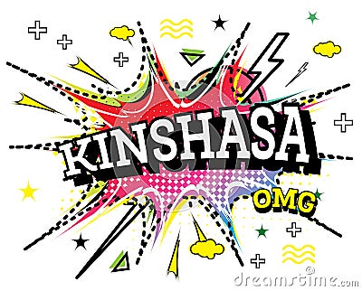 Kinshasa Comic Text in Pop Art Style Isolated on White Background Stock Photo