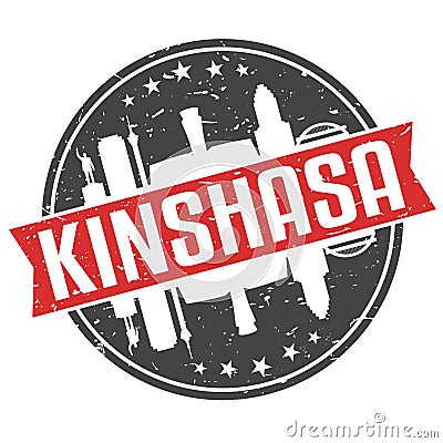 Kinshasa Congo Round Travel Stamp. Icon Skyline City Design. Seal Tourism badge Illustration Clipart. Vector Illustration