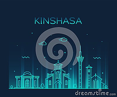 Kinshasa skyline Congo vector city linear style Vector Illustration