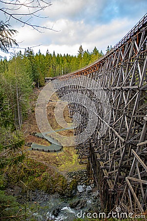 Kinsol Trestle wooden abandoned railroad bridge in Vancouver Isl Stock Photo
