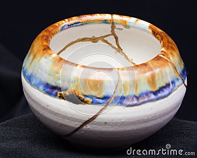 Kintsugi Repaired Bowl Stock Photo