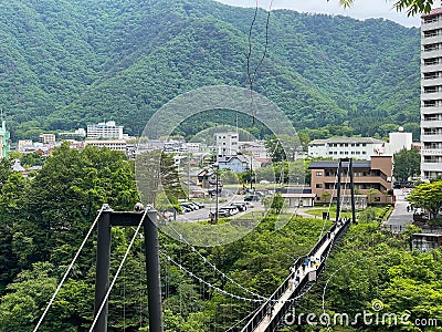 Kinu Tateiwa Suspension Bridge in Nikko Japan Editorial Stock Photo