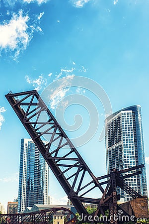 Kinzie Street Railroad Bridge, Chicago Editorial Stock Photo