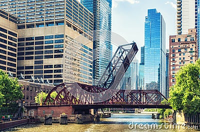 Kinzie Street Railroad Bridge, Chicago Editorial Stock Photo
