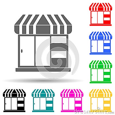 kiosk shop multi color style icon. Simple glyph, flat vector of market icons for ui and ux, website or mobile application Stock Photo