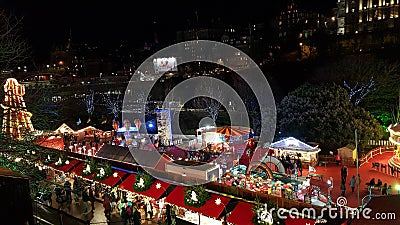 Kiosks in Edinburgh Christmas Market Editorial Stock Photo