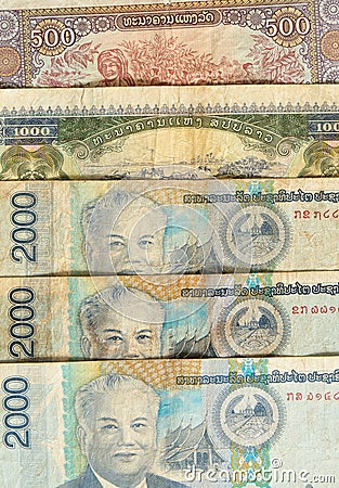 Kip is the currency of Laos. Stock Photo