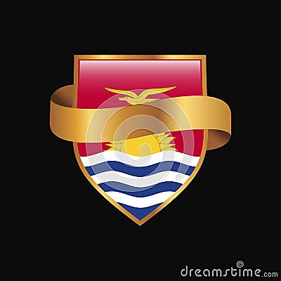 Kiribati flag Golden badge design vector Vector Illustration