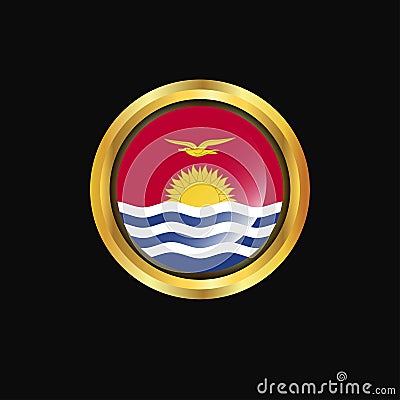 Kiribati flag Golden button Vector Illustration