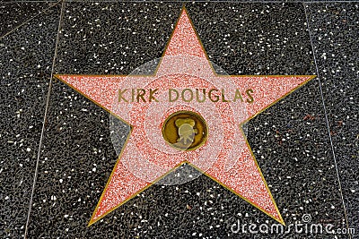 Kirk Douglas star on the Walk of Fame, Hollywood Boulevard, Los Angeles Editorial Stock Photo