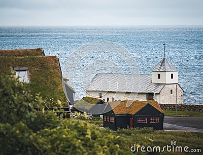 Kirkjuboargardur, also called Roykstovan, is a historic farm and museum in Kirkjubour, Faroe Islands. Built in the 11th Stock Photo