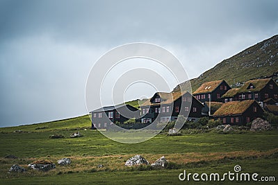 Kirkjuboargardur, also called Roykstovan, is a historic farm and museum in Kirkjubour, Faroe Islands. Built in the 11th Stock Photo