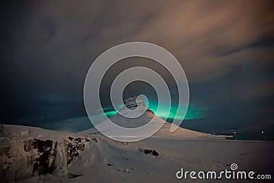 Kirkjufell, Church Mountain,Aurora borealis over amazing landscape in Iceland,Absolutely stunning and beautiful lights on the sky Stock Photo