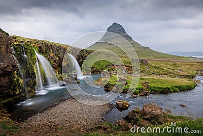 Kirkjufell, a church mountain with unique shape and fantastic landscape Stock Photo