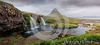 Kirkjufell, a church mountain with unique shape and fantastic landscape Stock Photo