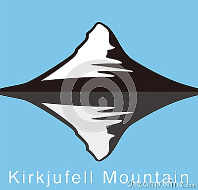 Kirkjufell, Iceland, famous landmark flat icon design, vector, Famous scenic spots Vector Illustration