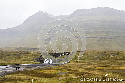 Kirkjufell mountain on rainy day, Snaefellsnes, Iceland Editorial Stock Photo