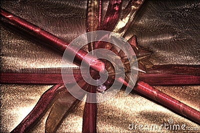 Kirlian glow on beautifully wrapped christmas gifts with ribbons Stock Photo