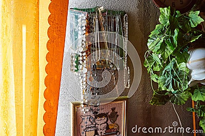 Kirov, Russia - August 08, 2022: Decorative stand with jewelry and bijouterie in room Editorial Stock Photo