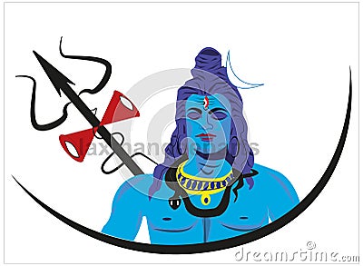 Illustration of Lord Shiva, Indian God of Hindu with message Hara Hara Mahadev Everyone is Lord Shiva Stock Photo