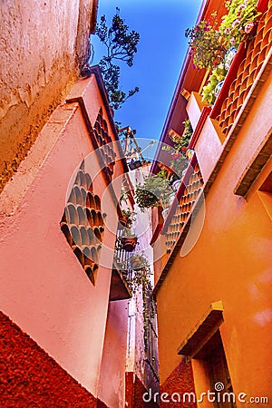 Kiss Alley Colored Houses Guanajuato Mexico Stock Photo