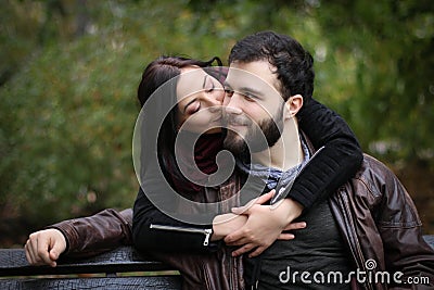Kiss on the cheek Stock Photo