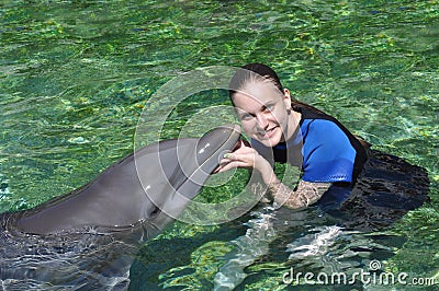 Kiss from a Dolphin ! Stock Photo