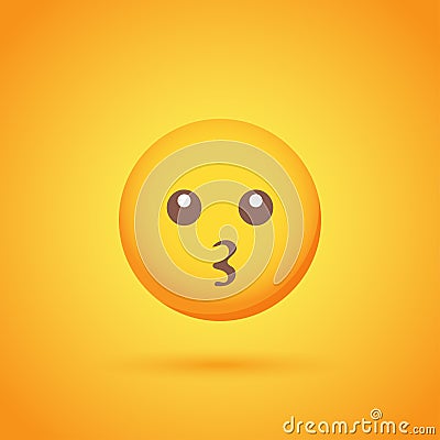 Kiss emoticon smile icon with shadow for social network design Vector Illustration