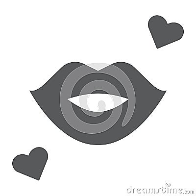 Kiss glyph icon, romance and love, lips sign, vector graphics, a solid pattern on a white background. Vector Illustration