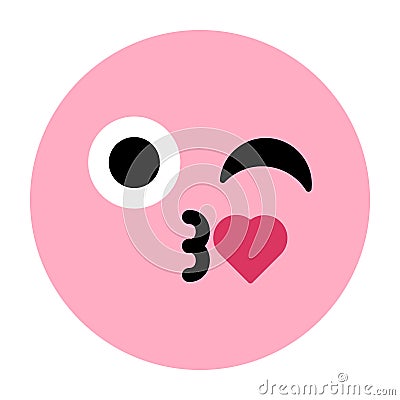 Kiss with heart expression cute emoji icon vector Vector Illustration