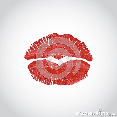 Kiss heart, lips imprint Vector Illustration